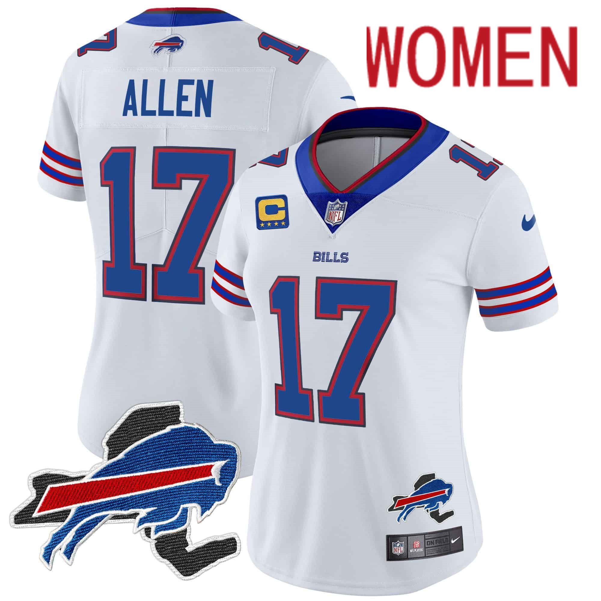 Women Buffalo Bills #17 Allen White 2024 Nike Patch Vapor Limited NFL Jersey->customized nfl jersey->Custom Jersey